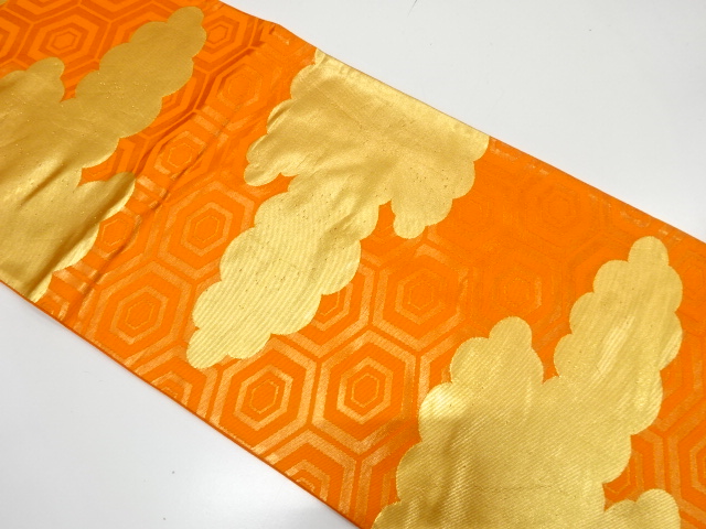 JAPANESE KIMONO / ANTIQUE FUKURO OBI / SILK / WOVEN CLOUD & KIKKO